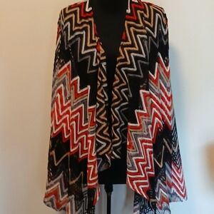 Hot swag women's 2X big zag multi colored long sleeves open front knit cardigan